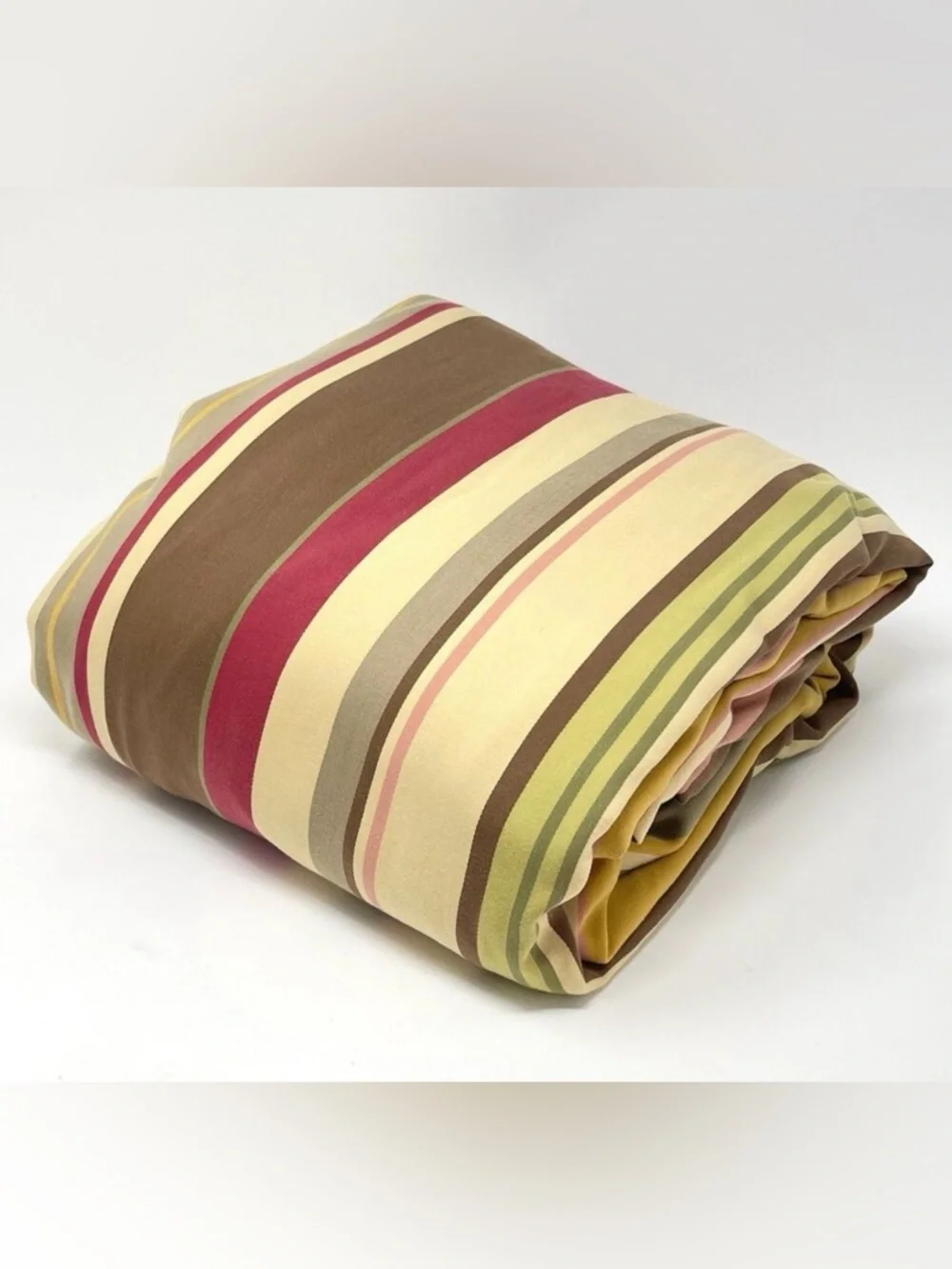 Pottery Barn Queen Cotton Duvet Cover Neutral Multi Stripe Cottage Chic